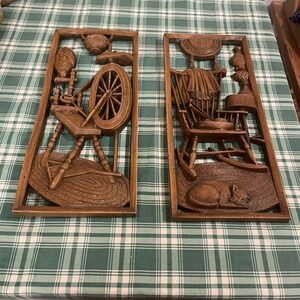 Vintage Burwood Products Wall Hanging Rocking Chair & Spindle Farmhouse Decor